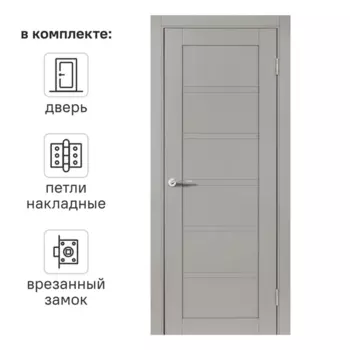 Дверь межкомнатная глухая с замком и петлями в комплекте Легда-28.1 80x200 мм полипропилен цвет дакота вуд