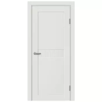 Дверь межкомнатная глухая Сиена Г 90x200 мм ПЭТ белый с замком и петлями