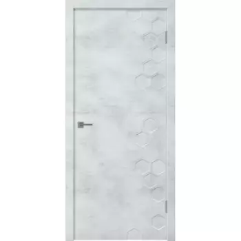 Дверь межкомнатная глухая Сота 80x200 см ПВХ цвет лофт голубой с замком и петлями