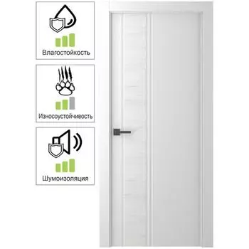 Дверь межкомнатная глухая Твинвуд 1 60x200 см, эмаль, цвет белый, с фурнитурой