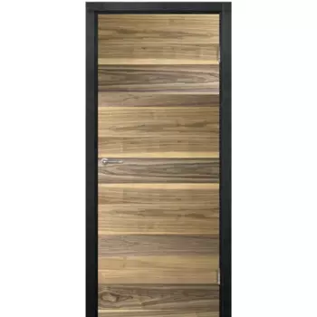 Дверь межкомнатная глухая Loft 80x200 см шпон цвет американский орех с замком и петлями