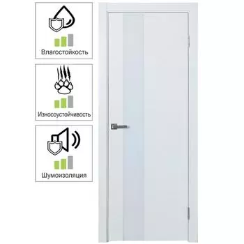 Дверь межкомнатная Модерн остеклённая шпон натуральный цвет белый ясень 90x200 см (с замком и петлями)