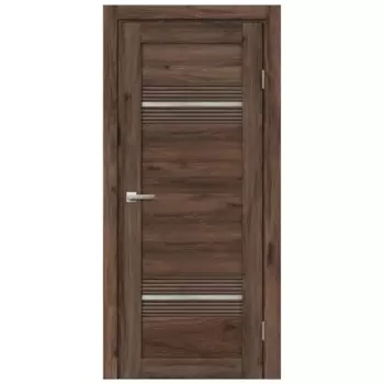 Дверь межкомнатная остекленная Онда Г 70x200 см ПВХ цвет орех/пекан с замком и петлями