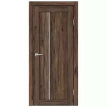 Дверь межкомнатная остекленная Онда В 60x200 см ПВХ цвет орех/пекан с замком и петлями