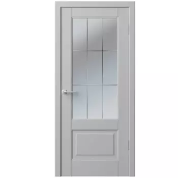 Дверь межкомнатная остекленная Прадо-12 60x200 см эмаль цвет гейнсборо с замком и петлями