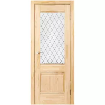 Дверь межкомнатная остекленная с замком и петлями в комплекте Классико-43 80x200 см массив цвет бежевый