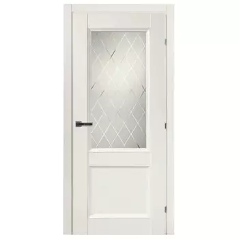 Дверь межкомнатная остекленная с замком и петлями в комплекте Танганика 90x200 см CPL цвет белый
