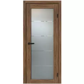 Дверь межкомнатная со стеклом Толедо 60x200 см CPL цвет орех галант с замком и петлями