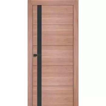 Дверь межкомнатная со стеклом Суарэ 60x200 см ПВХ цвет ильм темный с замком и петлями