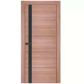 Дверь межкомнатная со стеклом Суарэ 70x200 см ПВХ цвет ильм темный с замком и петлями