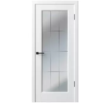 Дверь межкомнатная остекленная с замком и петлями в комплекте Прадо-11 80x200 см эмаль цвет белый