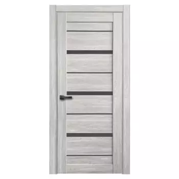 Дверь межкомнатная остекленная с замком и петлями в комплекте Тренто 60x200 см ПВХ цвет дуб европейский серый