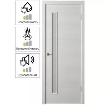 Дверь межкомнатная остеклённая финиш-бумага ламинация цвет ясень бежевый 70x200 см (с замком и петлями)