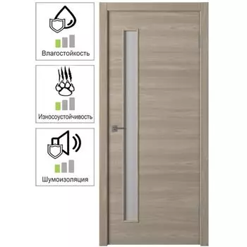 Дверь межкомнатная со стеклом Лам 60x200 см финиш бумага цвет ясень коричневый с замком