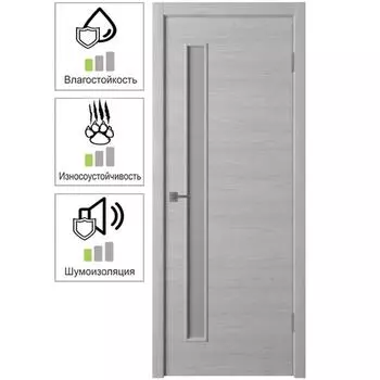 Дверь межкомнатная остеклённая финиш-бумага ламинация цвет ясень серый 80x200 см (с замком)