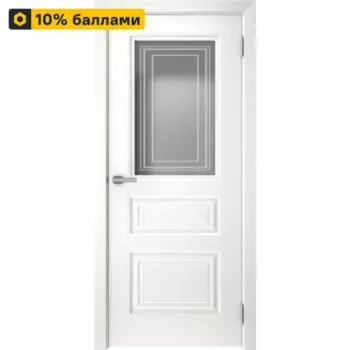 Дверь межкомнатная остеклённая Скин 4 80x200 см эмаль белый с замком и петлями