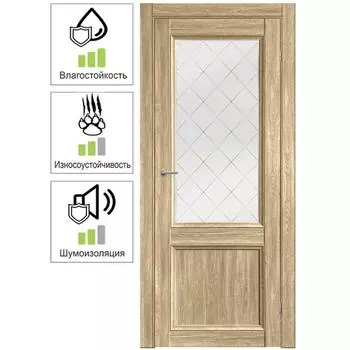 Дверь межкомнатная Рондо остеклённая ПВХ ламинация цвет дуб евро красный 60x200 см (с замком и петлями)