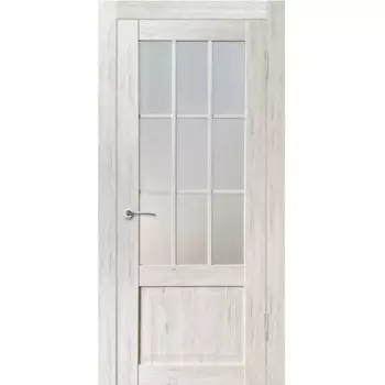 Дверь межкомнатная со стеклом Амелия 60x200 см ПВХ цвет рустик серый с замком и петлями