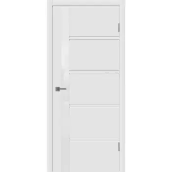 Дверь межкомнатная со стеклом Бостон 90x200 см эмаль белый с замком и петлями