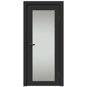 Дверь межкомнатная со стеклом Дестро 60x200 см Hardflex цвет стип антрацит с замком и петлями