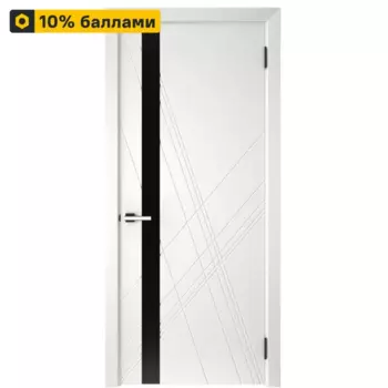 Дверь межкомнатная со стеклом Графика Х 70x200 см эмаль белый с замком и петлями