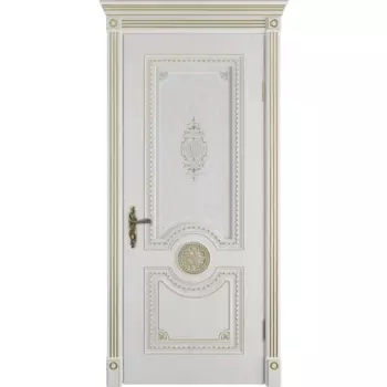 Дверь межкомнатная со стеклом Грета 80x200 см ПВХ цвет дуб бьянко с замком и петлями