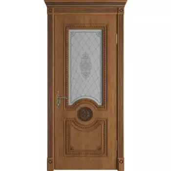 Дверь межкомнатная со стеклом Грета 90x200 см ПВХ цвет дуб аурум с замком и петлями