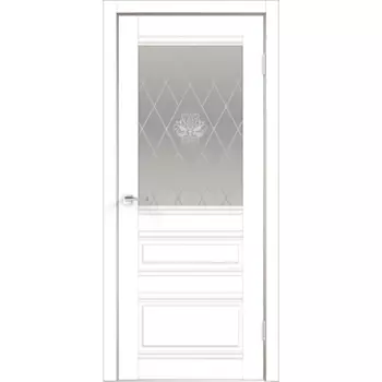 Дверь межкомнатная со стеклом Эмили 90x200 см ПВХ цвет белый эмалит с замком и петлями