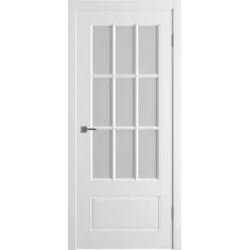 Дверь межкомнатная со стеклом Эрика 90x200 см эмаль белый с замком и петлями