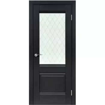 Дверь межкомнатная со стеклом Классико-43 60x200 см Hardflex черный с замком и петлями