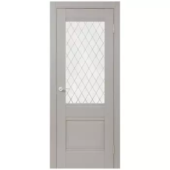 Дверь межкомнатная со стеклом Классико-43 70x200 см Hardflex серый с замком и петлями