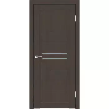 Дверь межкомнатная со стеклом Некст 2 80x200 см ПВХ цвет черное дерево с замком и петлями