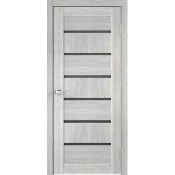 Дверь межкомнатная со стеклом Опал 80x200 см ПВХ цвет дуб европейский серый с замком