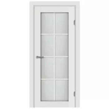 Дверь межкомнатная со стеклом Пьемонт 60x200 см Hardflex белый с замком и петлями