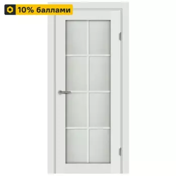 Дверь межкомнатная со стеклом Пьемонт 90x200 см Hardflex белый с замком и петлями