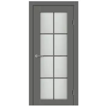 Дверь межкомнатная со стеклом Пьемонт 90x200 см Hardflex цвет стиппл грей с замком и петлями