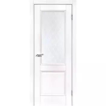 Дверь межкомнатная со стеклом Палермо 70x200 см полипропилен цвет аляска с замком и петлями
