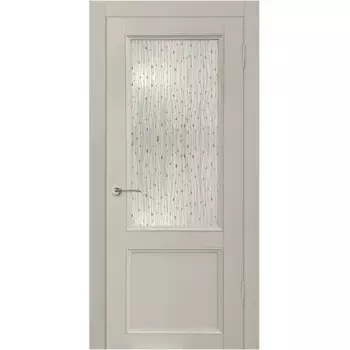 Дверь межкомнатная со стеклом Рондо 90x200 см Hardflex цвет серый жемчуг с замком и петлями