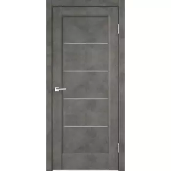 Дверь межкомнатная со стеклом Сохо 70x200 см ПВХ цвет лофт тёмный с замком и с петлями