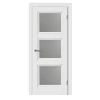 Дверь межкомнатная со стеклом Трилло 60x200 см Hardflex белый с замком и петлями