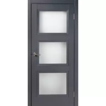 Дверь межкомнатная со стеклом трилло 80x200 см Hardflex цвет грей легно с замком и петлями