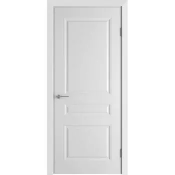 Дверь межкомнатная глухая Стелла 80x200 см эмаль белый с замком и петлями