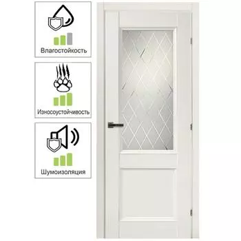 Дверь межкомнатная Танганика остеклённая CPL ламинация цвет белый 90x200 см (с замком)