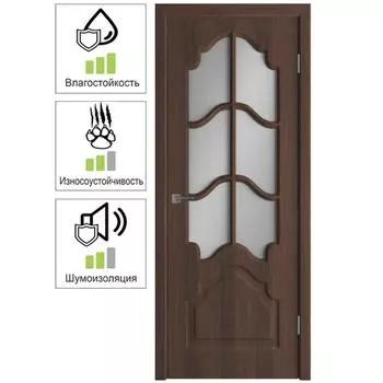 Дверь межкомнатная Венеция остеклённая ПВХ ламинация цвет каштан 80x200 см (с замком и петлями)