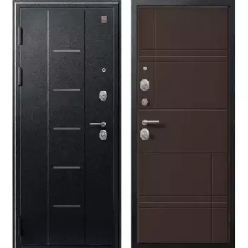 Дверь входная металлическая Фортис V-06 96x205 см левая черный муар/темная лиственница