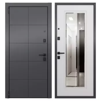 Дверь входная металлическая Гибсон 95x205 см левая скай беленый с зеркалом