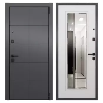 Дверь входная металлическая Гибсон 95x205 см правая скай беленый с зеркалом