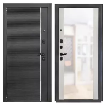 Дверь входная металлическая Порта Р-3 88x205 см левая серая с зеркалом