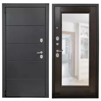 Дверь входная металлическая Порта Р-3 98x205 см левая цвет графит про/венге вералингас зеркалом