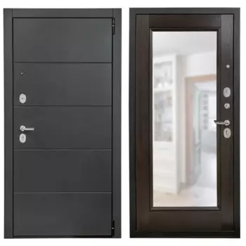 Дверь входная металлическая Порта Р-3 98x205 см правая цвет графит про/венге вералинга с зеркалом